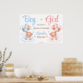 Geslacht onthullen partij welkom teken teddyberen poster (Keuken)
