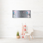 Geslacht onthullen partij zilveren baby olifanten spandoek (Insitu)