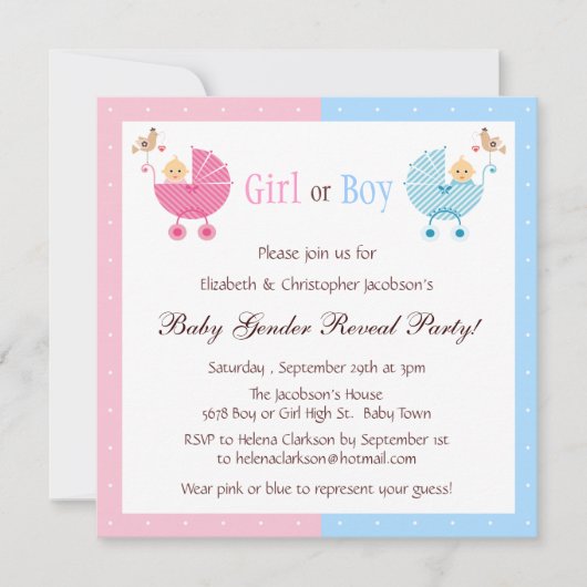 Geslacht onthullen partijbaby's in rollen kaart (Voorkant)