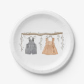 Geslacht onthullen partijtje, hij of zij partijben papieren bordje (Voorkant)