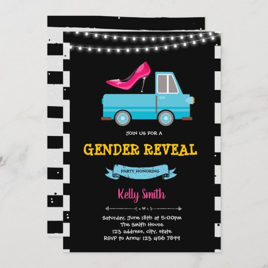 Geslacht onthullen partijuitnodiging kaart (Voorkant / Achterkant)