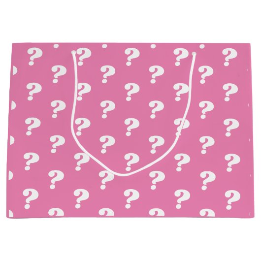Geslacht onthullen partijvraagteken roze en blauw groot cadeauzakje (Voorkant)