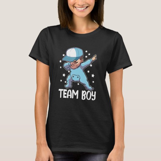 Geslacht Onthullen Party Team Boy Leuke Dabbing Ba T-shirt (Voorkant)