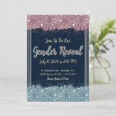 Geslacht onthullen Party uitnodiging Blauw & Roze  (Staand voorkant)