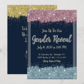 Geslacht onthullen Party uitnodiging Blauw & Roze  (Voorkant / Achterkant)