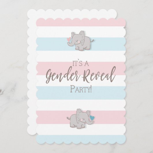 Geslacht onthullen Party uitnodiging Olifant & Str (Voorkant / Achterkant)