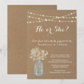 Geslacht onthullen Party Uitnodiging - Rustic Kraf (Voorkant / Achterkant)