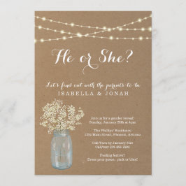 Geslacht onthullen Party Uitnodiging - Rustic Kraf