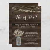 Geslacht onthullen Party Uitnodiging - Rustic Wood (Voorkant / Achterkant)