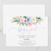 Geslacht onthullen pastel kleuren baby shower kaart (Voorkant / Achterkant)