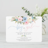 Geslacht onthullen pastel kleuren baby shower kaart (Staand voorkant)