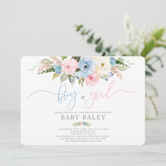 Geslacht onthullen pastel kleuren baby shower kaart (Staand voorkant)