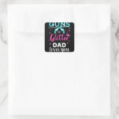 Geslacht onthullen pistolen of glitter dad vierkante sticker (Tas)
