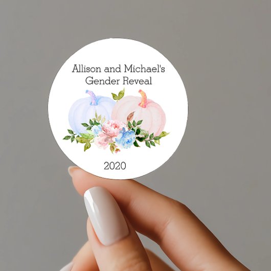 Geslacht onthullen Pompoen gunst geschenk op maat Ronde Sticker