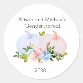 Geslacht onthullen Pompoen gunst geschenk op maat Ronde Sticker (Voorkant)