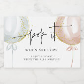 Geslacht onthullen Pop wanneer ze pop Baby shower Sparkling Wijnetiket (Enkel label)