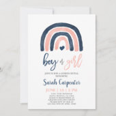 Geslacht onthullen regenboogmarine blauw en roze d kaart (Voorkant)