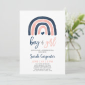 Geslacht onthullen regenboogmarine blauw en roze d kaart (Staand voorkant)