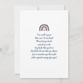 Geslacht onthullen regenboogmarine blauw en roze d kaart (Achterkant)