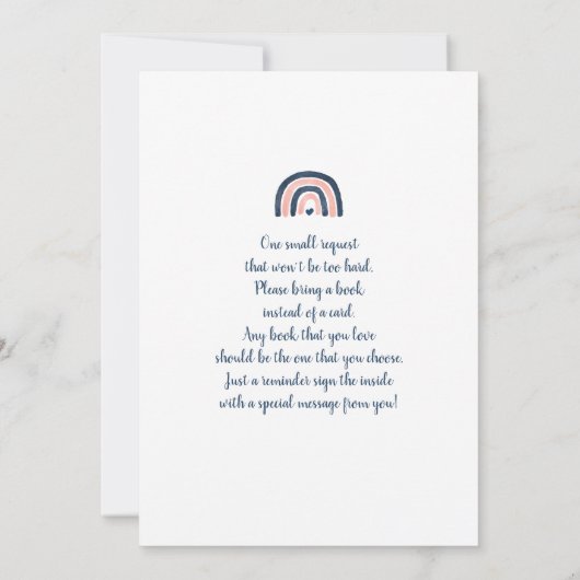 Geslacht onthullen regenboogmarine blauw en roze d kaart (Achterkant)