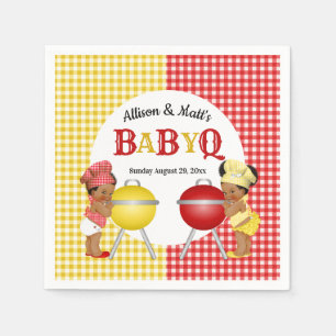 Geslacht onthullen Rood Geel Gingham Baby Q BBQ Servet