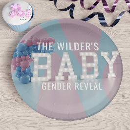 Geslacht onthullen roze blauw Baby shower papieren Bordje