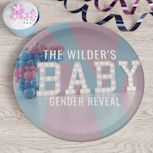 Geslacht onthullen roze blauw Baby shower papieren Papieren Bordje