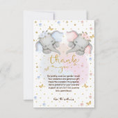 Geslacht onthullen roze blauw bloemenolifant bedankkaart (Voorkant)