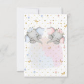 Geslacht onthullen roze blauw bloemenolifant bedankkaart (Achterkant)