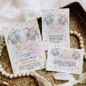 Geslacht onthullen roze blauw bloemenolifant bedankkaart