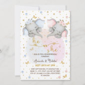 Geslacht onthullen roze blauw bloemenolifant kaart (Voorkant)