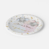 Geslacht onthullen roze blauw bloemenolifant papieren bordje (Gekanteld)