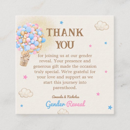 Geslacht onthullen roze blauw budget bedankje informatiekaartje (Voorkant)