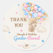 Geslacht onthullen roze blauw dank u ronde sticker (Voorkant)