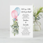 Geslacht Onthullen Roze Blauwe Ballonnen Eucalyptu Kaart (Staand voorkant)