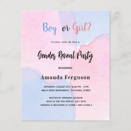 Geslacht onthullen roze blauwe begrotingsuitnodigi flyer