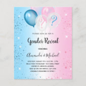 Geslacht onthullen roze blauwe begrotingsuitnodigi flyer (Voorkant)