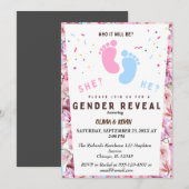 Geslacht onthullen roze blauwe bloemen kaart (Voorkant / Achterkant)