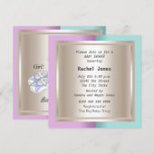 Geslacht onthullen Roze Blauwe Crème Baby Shower F Kaart (Voorkant / Achterkant)