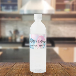 Geslacht onthullen roze blauwe jongetballonnen waterfles etiket