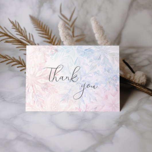 Geslacht Onthullen Roze Blauwe Sneeuwvlok Dank u Bedankkaart