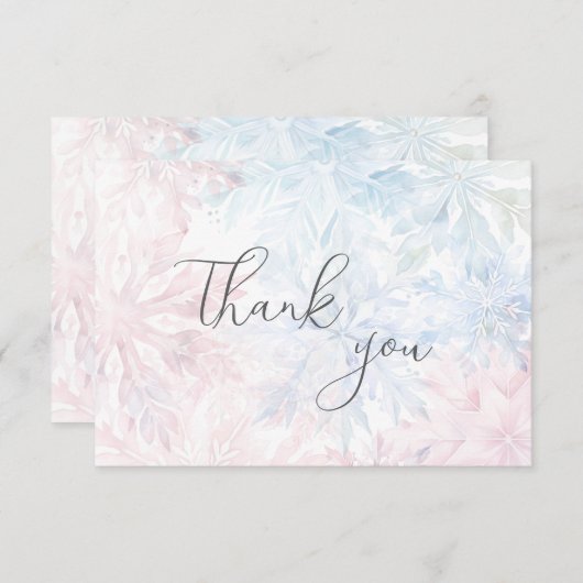 Geslacht Onthullen Roze Blauwe Sneeuwvlok Dank u Bedankkaart (Voorkant / Achterkant)