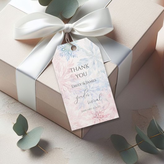 Geslacht Onthullen Roze Blauwe Sneeuwvlok Dank u Cadeaulabel