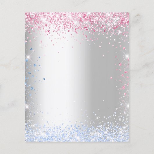 Geslacht onthullen roze blauwe zilverglitter budge flyer (Achterkant)