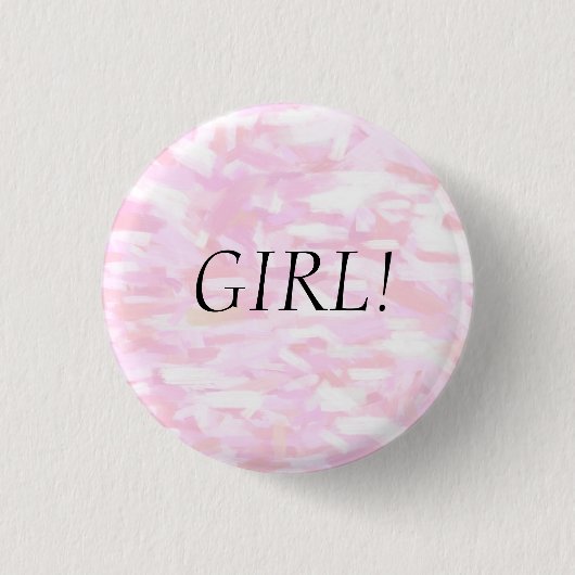 Geslacht Onthullen Roze Confetti "GIRL" Pin Button (Voorkant)