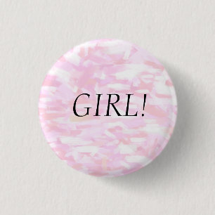Geslacht Onthullen Roze Confetti "GIRL" Pin Button