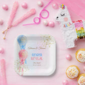 Geslacht onthullen roze en blauwe ballonnen papieren bordje (Feest)