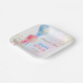 Geslacht onthullen roze en blauwe ballonnen papieren bordje (Gebogen)