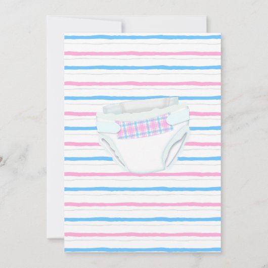 Geslacht Onthullen Roze En Blauwe Luier Bash Kaart (Achterkant)