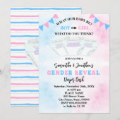 Geslacht Onthullen Roze En Blauwe Luier Bash Kaart (Voorkant / Achterkant)